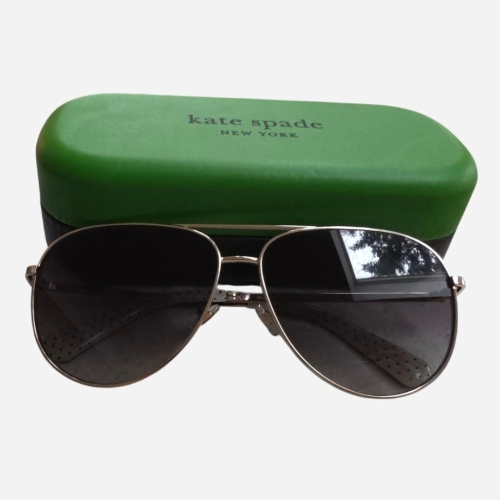 Kate Spade Isla 61mm Aviator Sunglasses, champagne gold frame, smoke lenses
